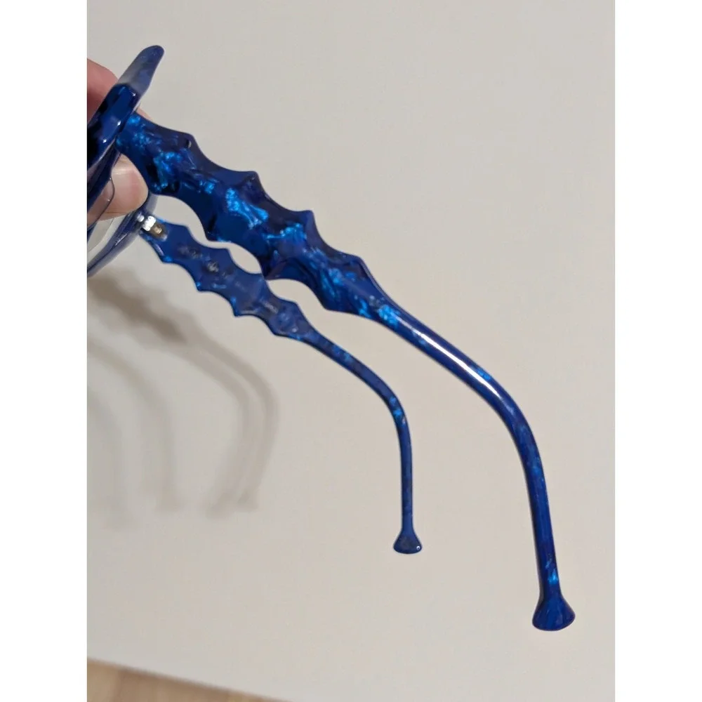 Faniel Senta Cieux Eyeglasses 50-21-140 Blue Acetate Cat Eye Designer Frames